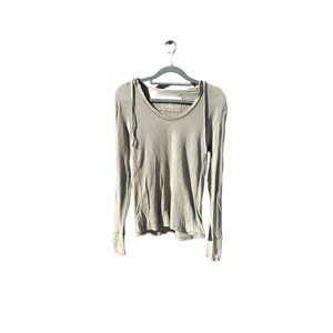 Vintage Y2K GAP Army Green Hooded Long-Sleeve Henley, Size Medium